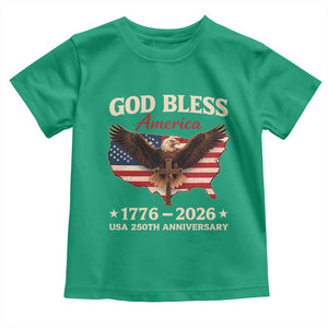 God Bless America 250th Anniversary Toddler T Shirt 250 Years USA 4th Of July TS10 Irish Green Print Your Wear