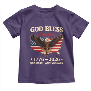 God Bless America 250th Anniversary Toddler T Shirt 250 Years USA 4th Of July TS10 Purple Print Your Wear