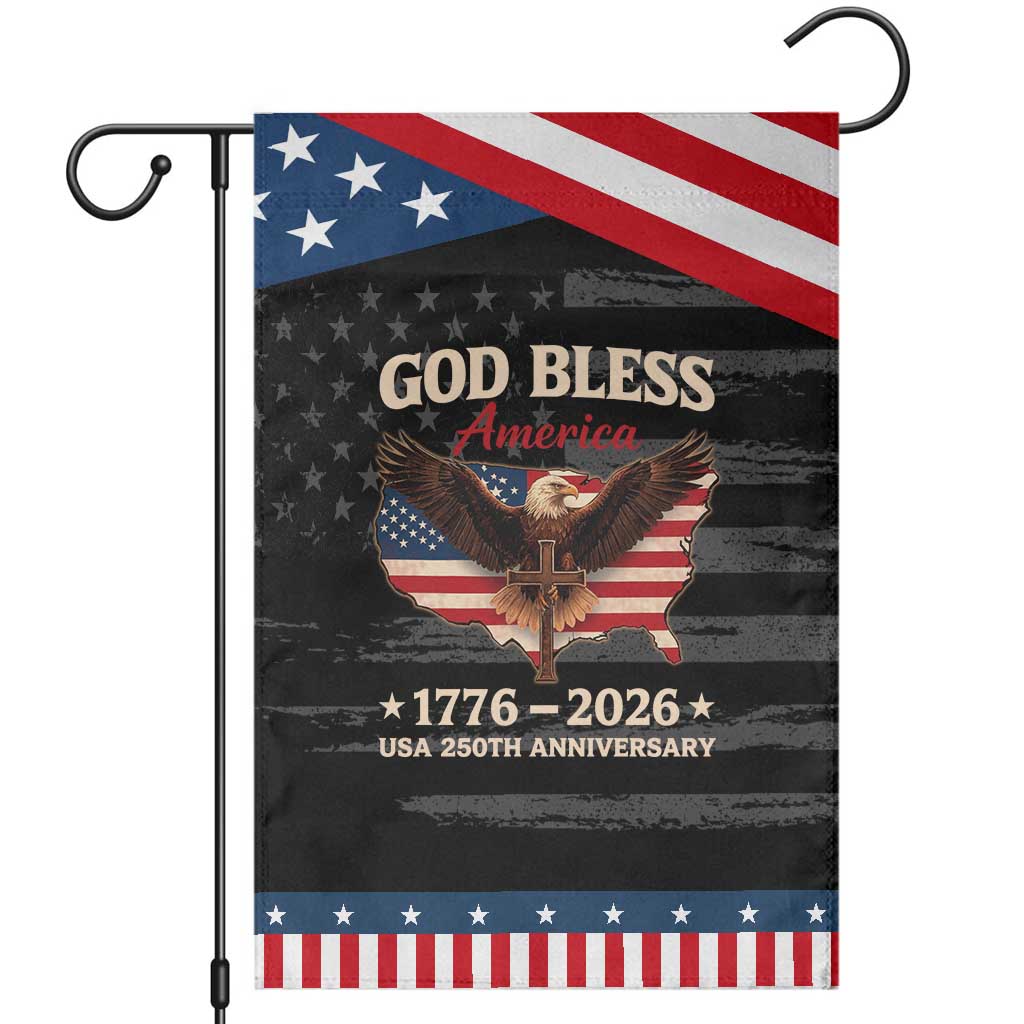 God Bless America 250th Anniversary Garden Flag 250 Years USA 4th Of July TS10 Distressed Black Blue Print Your Wear