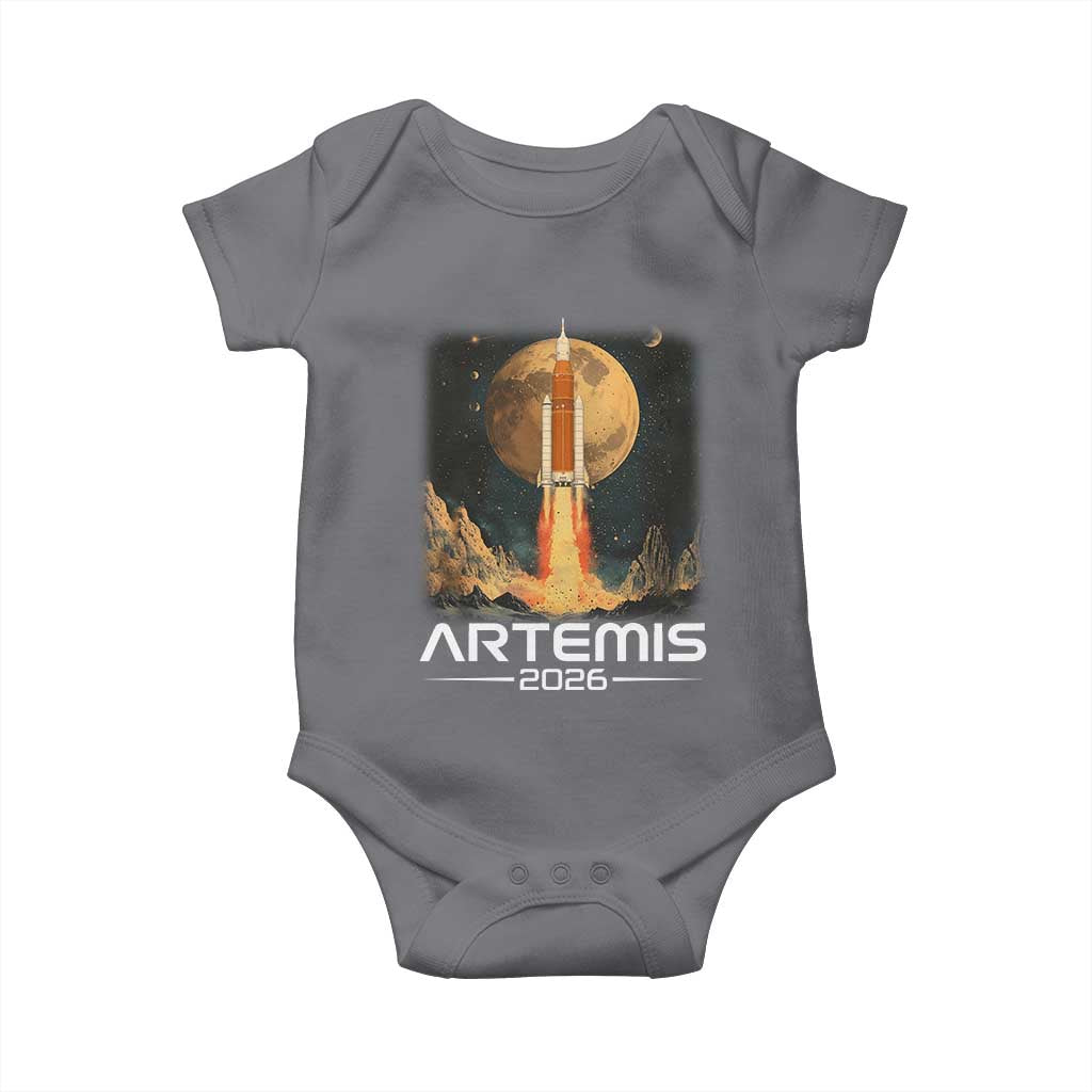 Launch To The Moon Mission Baby Onesie TS10 Charcoal Print Your Wear