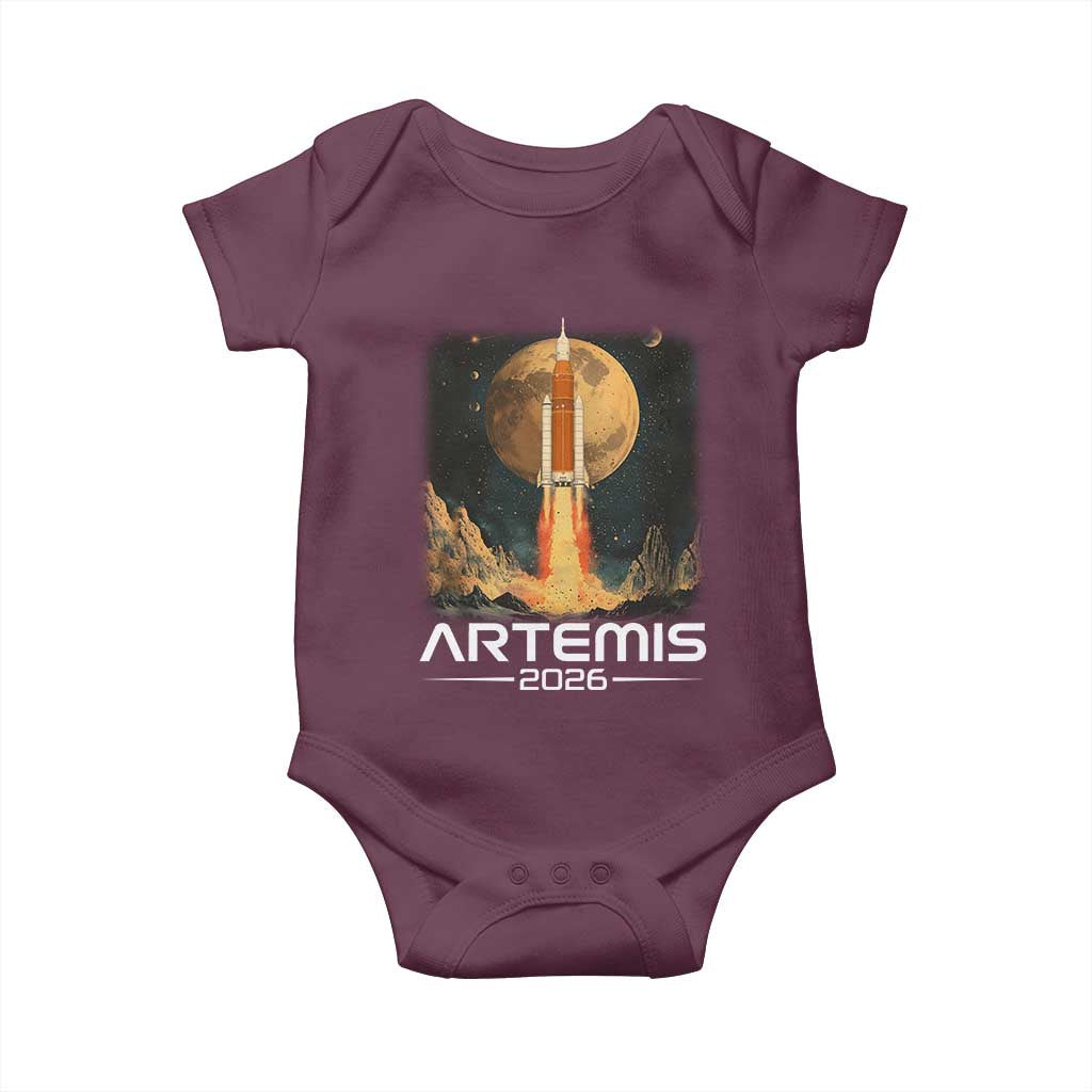 Launch To The Moon Mission Baby Onesie TS10 Maroon Print Your Wear