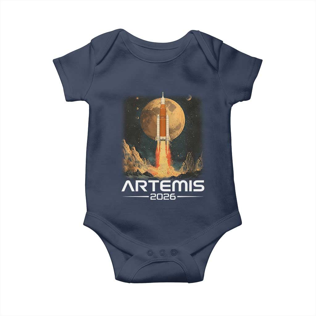 Launch To The Moon Mission Baby Onesie TS10 Navy Print Your Wear