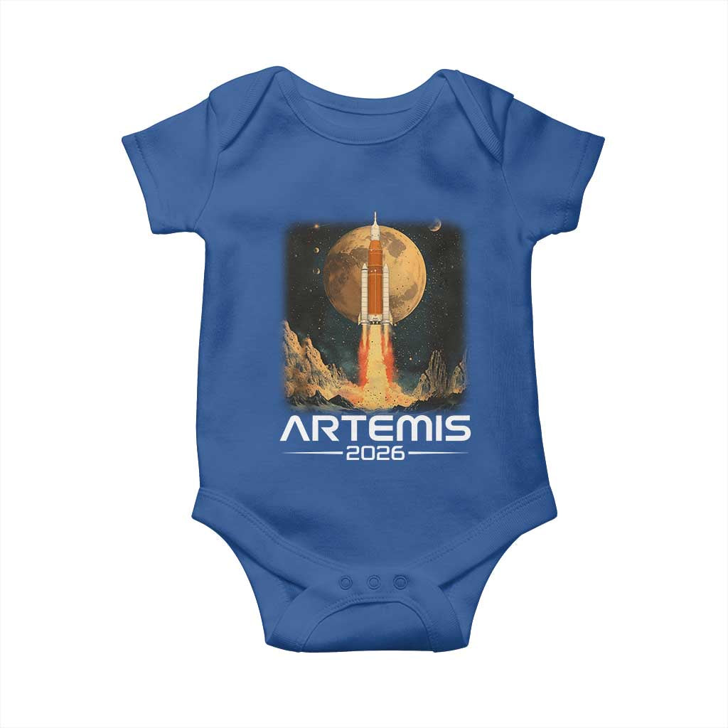 Launch To The Moon Mission Baby Onesie TS10 Royal Blue Print Your Wear