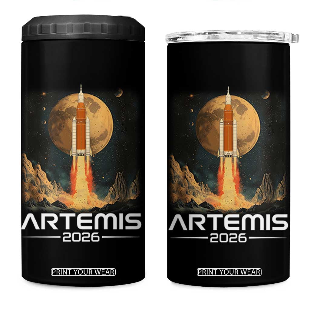 Launch To The Moon Mission 4 in 1 Can Cooler Tumbler TS10 One Size: 16 oz Black Print Your Wear
