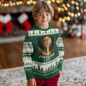 Launch To The Moon Mission Ugly Christmas Sweater TS10 Forest Green Beige Print Your Wear