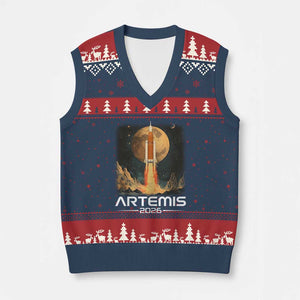 Launch To The Moon Mission V-Neck Knit Sweater Vest TS10 Navy Red Print Your Wear