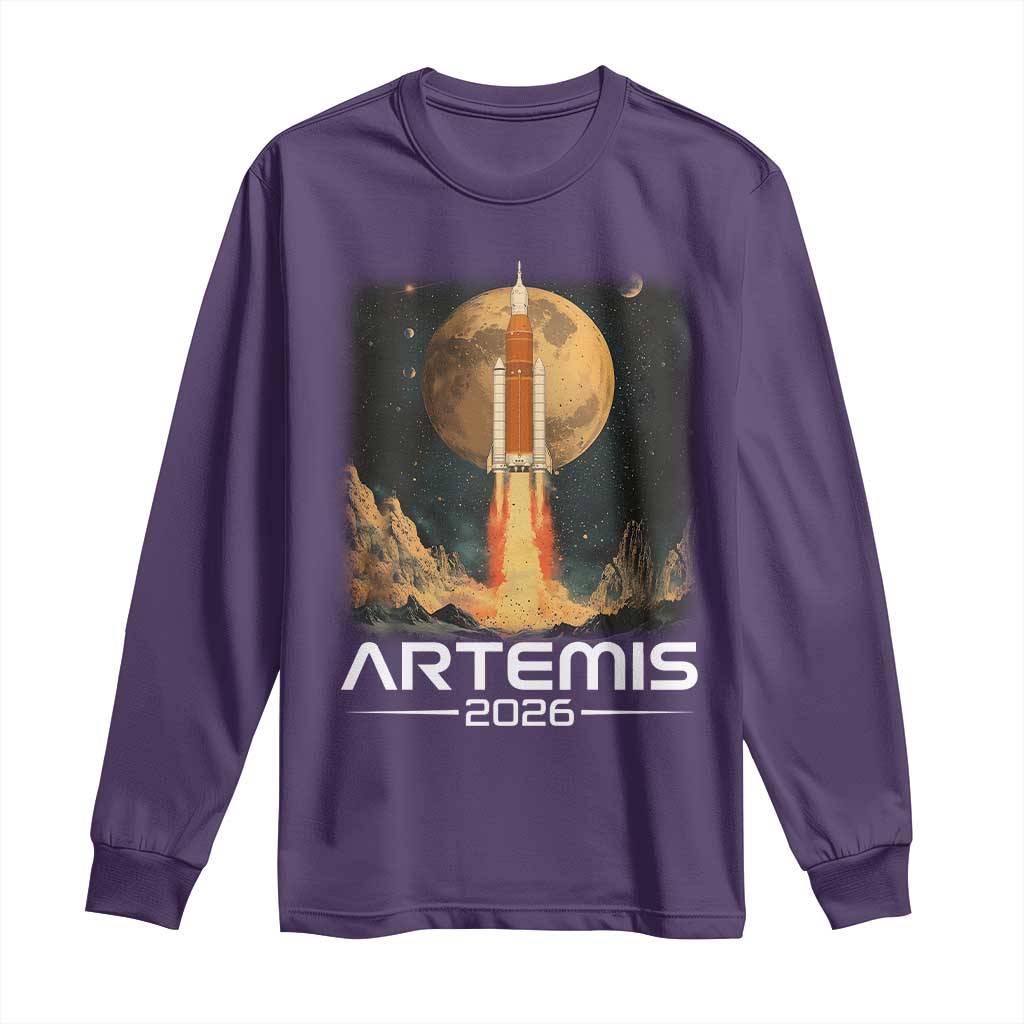 Launch To The Moon Mission Long Sleeve Shirt TS10 Purple Print Your Wear