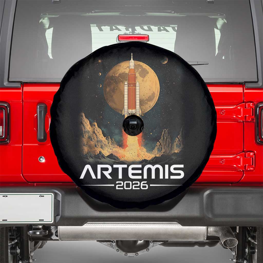 Launch To The Moon Mission Spare Tire Cover TS10 Black Print Your Wear