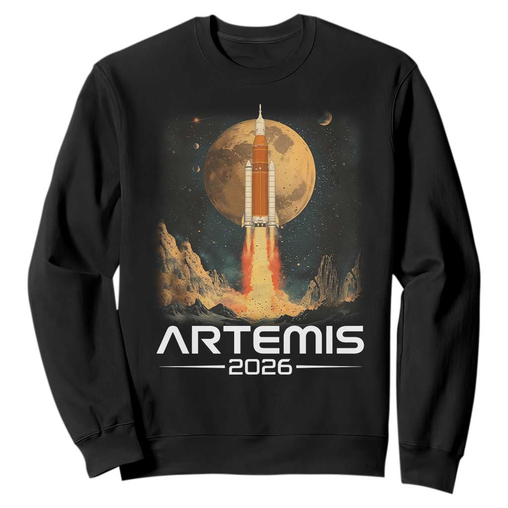 Launch To The Moon Mission Sweatshirt TS10 Black Print Your Wear
