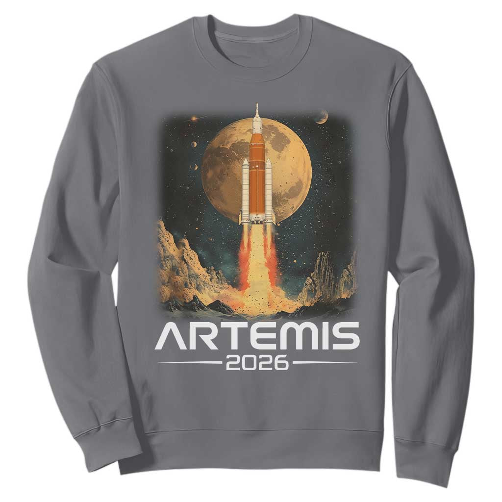 Launch To The Moon Mission Sweatshirt TS10 Charcoal Print Your Wear