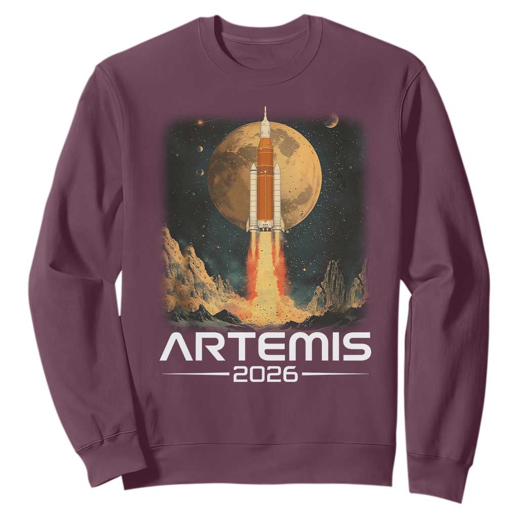 Launch To The Moon Mission Sweatshirt TS10 Maroon Print Your Wear