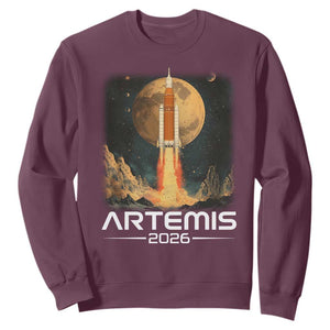 Launch To The Moon Mission Sweatshirt TS10 Maroon Print Your Wear