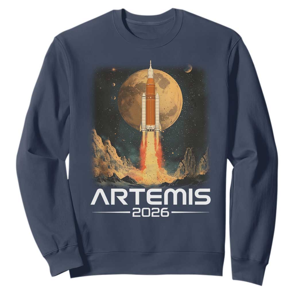 Launch To The Moon Mission Sweatshirt TS10 Navy Print Your Wear