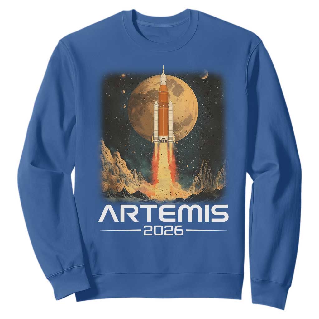 Launch To The Moon Mission Sweatshirt TS10 Royal Blue Print Your Wear