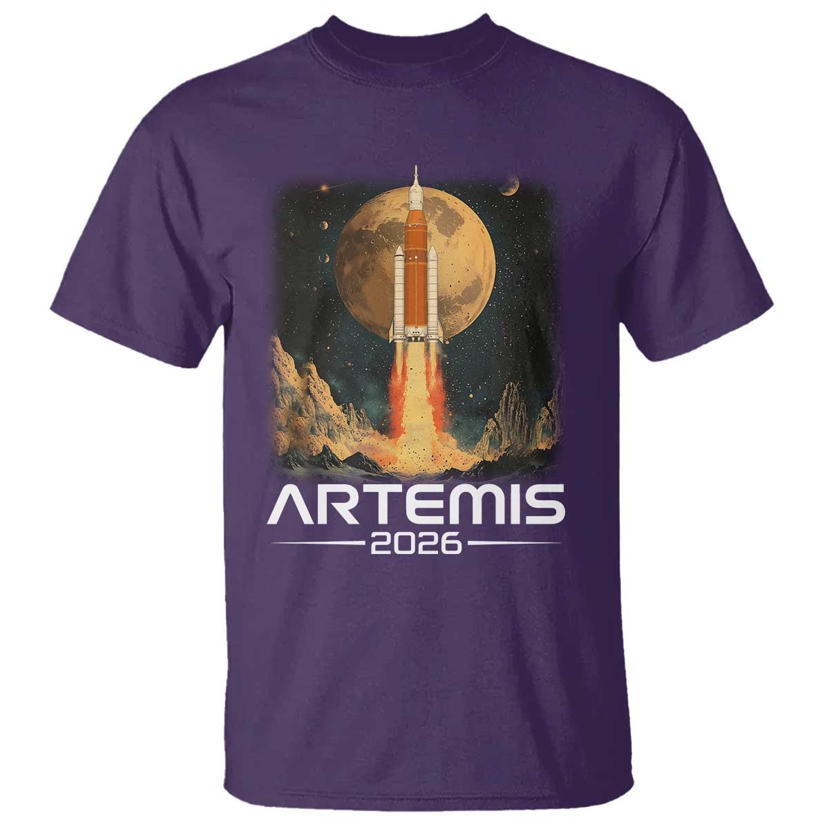 Launch To The Moon Mission T Shirt TS10 Purple Print Your Wear