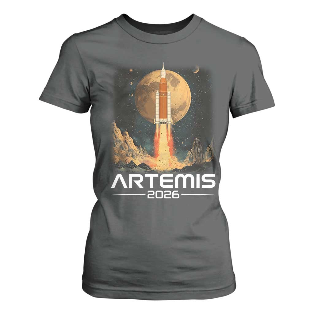 Launch To The Moon Mission T Shirt For Women TS10 Dark Heather Print Your Wear