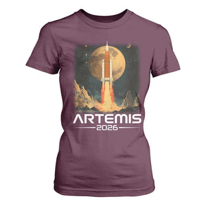 Launch To The Moon Mission T Shirt For Women TS10 Maroon Print Your Wear