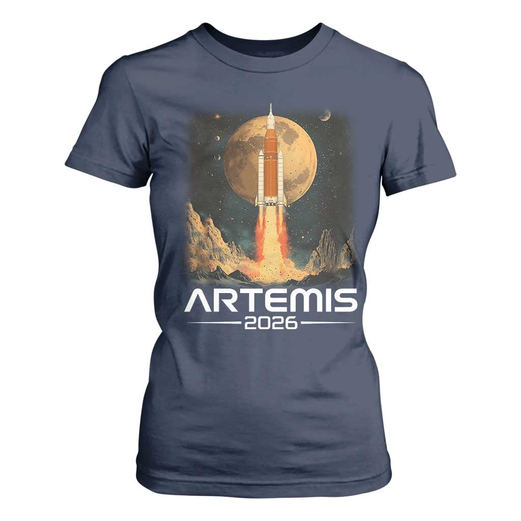 Launch To The Moon Mission T Shirt For Women TS10 Navy Print Your Wear