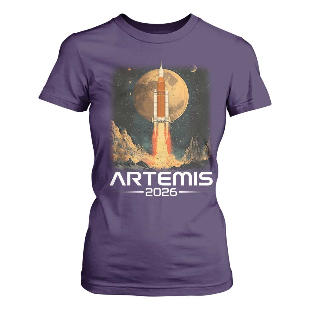 Launch To The Moon Mission T Shirt For Women TS10 Purple Print Your Wear