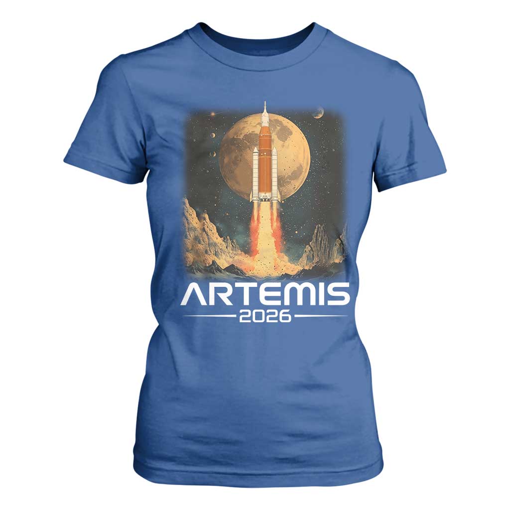 Launch To The Moon Mission T Shirt For Women TS10 Royal Blue Print Your Wear