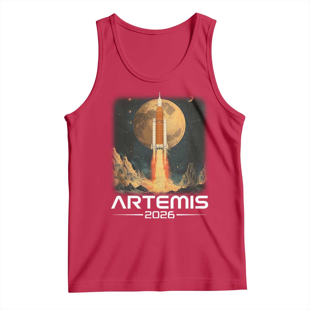 Launch To The Moon Mission Tank Top TS10 Red Print Your Wear