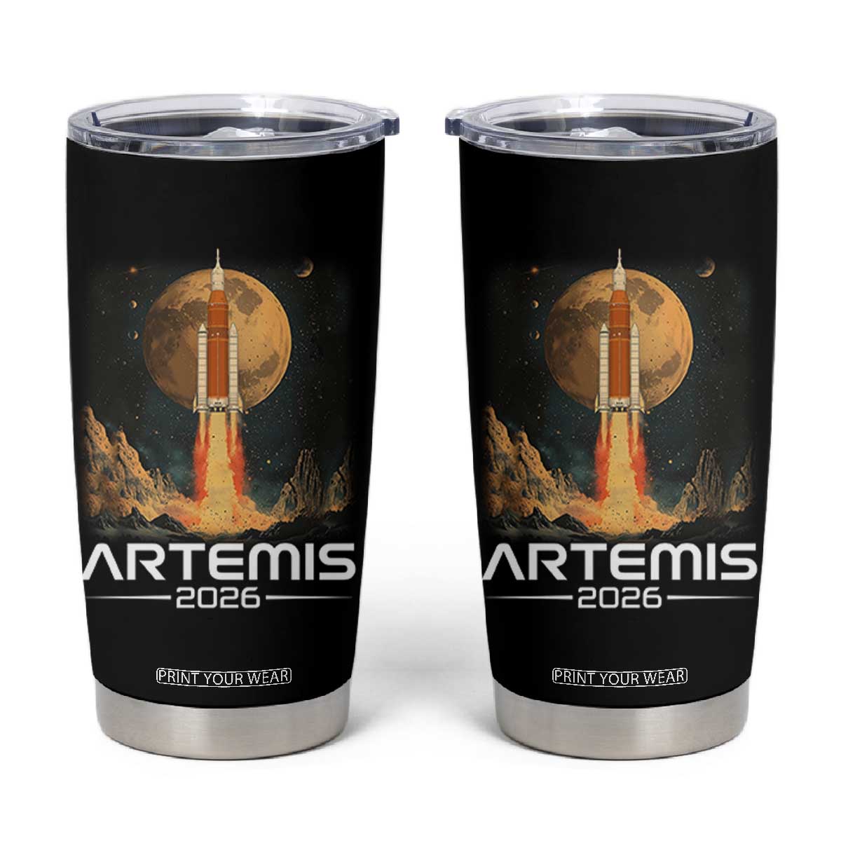Launch To The Moon Mission Tumbler Cup TS10 Black Print Your Wear