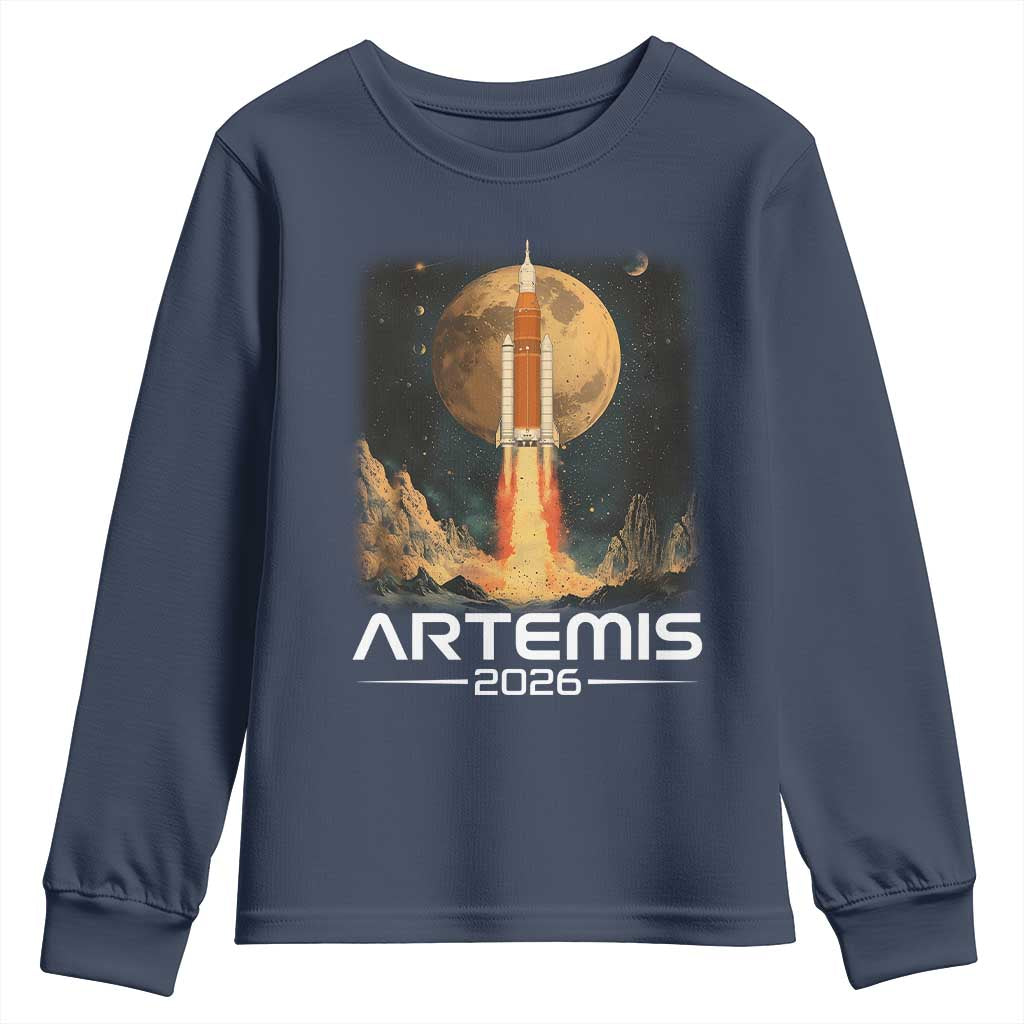 Launch To The Moon Mission Youth Sweatshirt TS10 Navy Print Your Wear