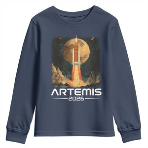 Launch To The Moon Mission Youth Sweatshirt TS10 Navy Print Your Wear