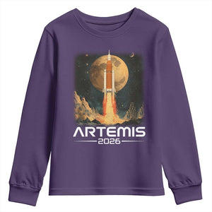 Launch To The Moon Mission Youth Sweatshirt TS10 Purple Print Your Wear