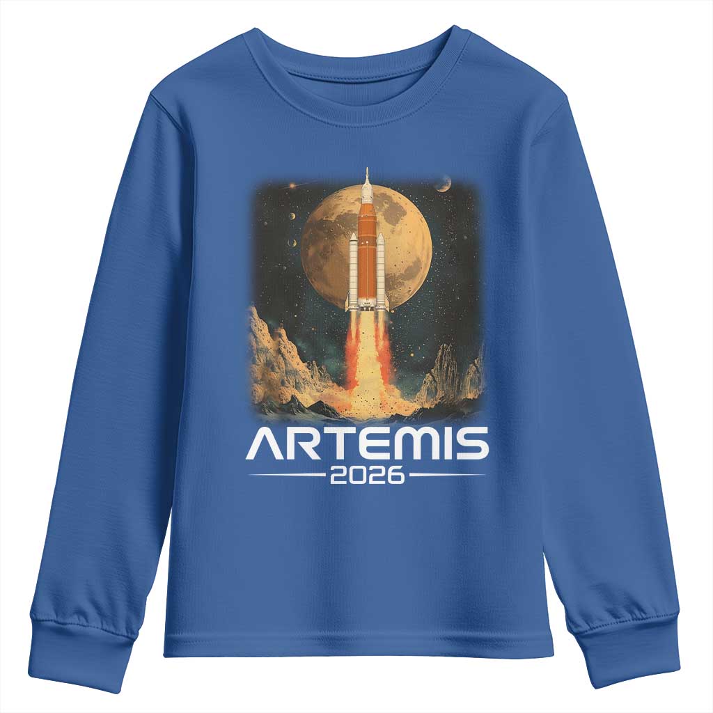 Launch To The Moon Mission Youth Sweatshirt TS10 Royal Blue Print Your Wear