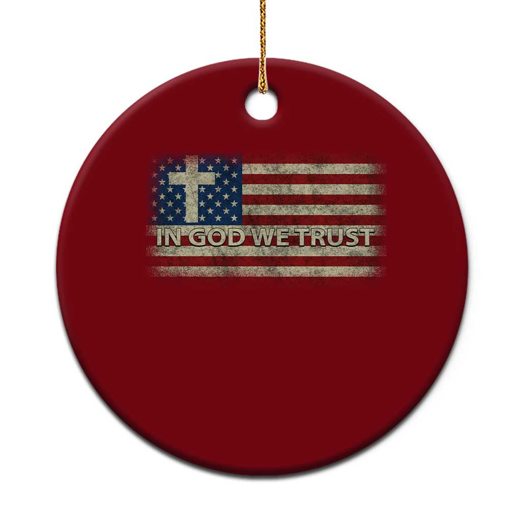 In God We Trust Christian US Flag Ceramic Ornament TS10 1pc Red Print Your Wear