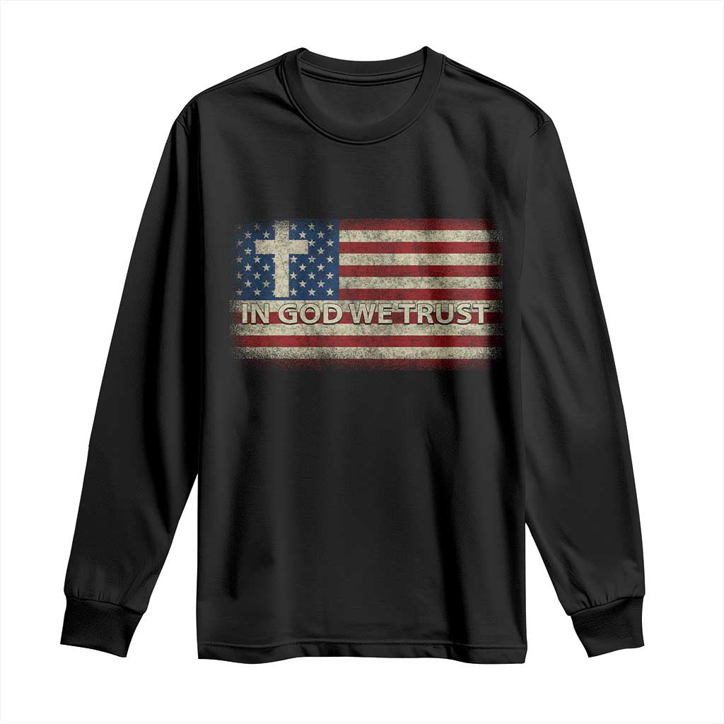 In God We Trust Christian US Flag Long Sleeve Shirt TS10 Black Print Your Wear