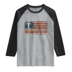 In God We Trust Christian US Flag Raglan Shirt TS10 Heather Gray Black Print Your Wear