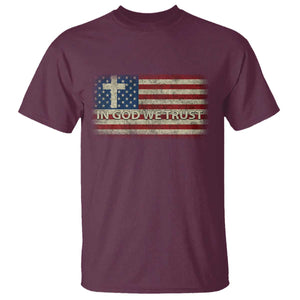 In God We Trust Christian US Flag T Shirt TS10 Maroon Print Your Wear