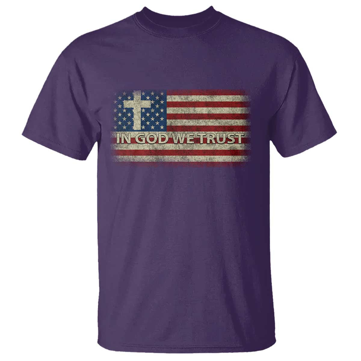 In God We Trust Christian US Flag T Shirt TS10 Purple Print Your Wear