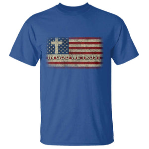 In God We Trust Christian US Flag T Shirt TS10 Royal Blue Print Your Wear