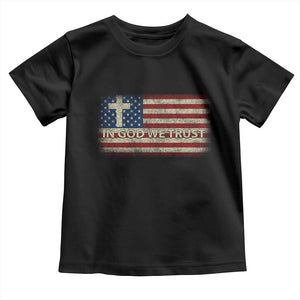 In God We Trust Christian US Flag Toddler T Shirt TS10 Black Print Your Wear