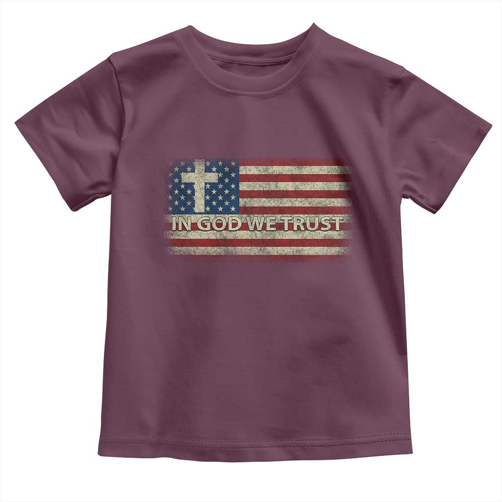 In God We Trust Christian US Flag Toddler T Shirt TS10 Maroon Print Your Wear