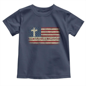 In God We Trust Christian US Flag Toddler T Shirt TS10 Navy Print Your Wear