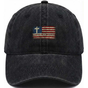 In God We Trust Christian US Flag Washed Cotton Baseball Cap TS10 Print Your Wear