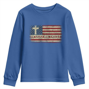 In God We Trust Christian US Flag Youth Sweatshirt TS10 Royal Blue Print Your Wear