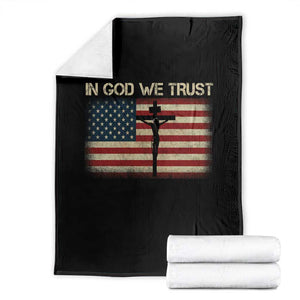 Christian USA Flag Throw Blanket American Christ Faith Cross Patriotic In God We Trust TS10 Black Print Your Wear