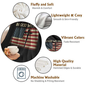 Christian USA Flag Throw Blanket American Christ Faith Cross Patriotic In God We Trust TS10 Print Your Wear