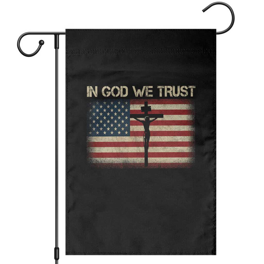 Christian USA Flag Garden Flag American Christ Faith Cross Patriotic In God We Trust TS10 Black Print Your Wear