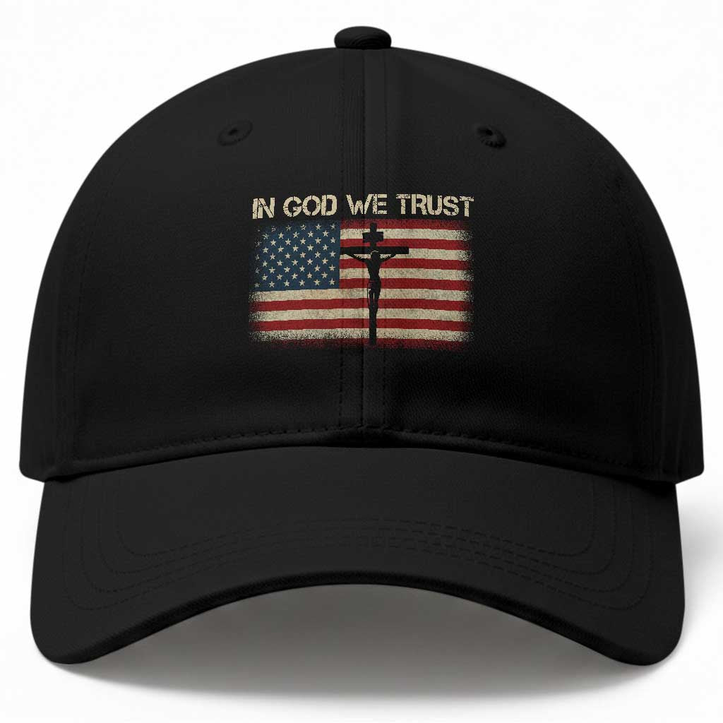 Christian USA Flag Baseball Cap American Christ Faith Cross Patriotic In God We Trust TS10 Print Your Wear