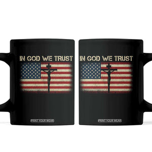 Christian USA Flag Coffee Mug American Christ Faith Cross Patriotic In God We Trust TS10 Black Print Your Wear