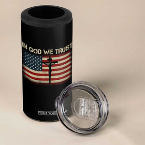 Christian USA Flag 4 in 1 Can Cooler Tumbler American Christ Faith Cross Patriotic In God We Trust TS10 Print Your Wear