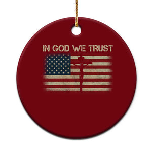 Christian USA Flag Ceramic Ornament American Christ Faith Cross Patriotic In God We Trust TS10 1pc Red Print Your Wear