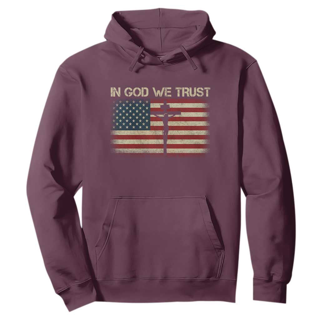 Christian USA Flag Hoodie American Christ Faith Cross Patriotic In God We Trust TS10 Maroon Print Your Wear