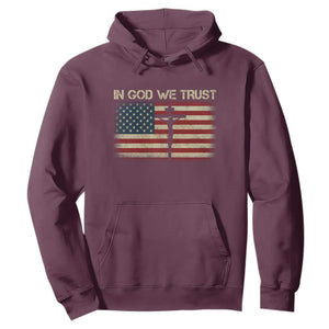 Christian USA Flag Hoodie American Christ Faith Cross Patriotic In God We Trust TS10 Maroon Print Your Wear
